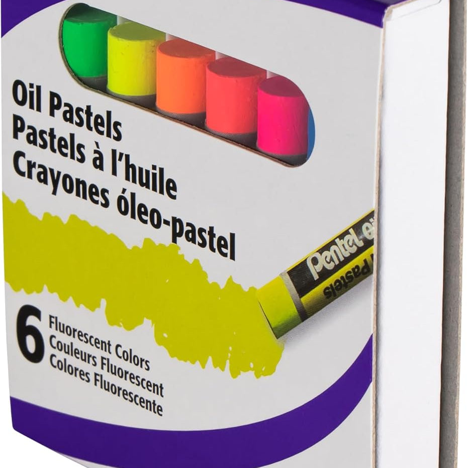 Pentel Arts Fluorescent Oil Pastels - 6 Colors Arts & Crafts PLPHNF6_539a73b3-801d-4af4-b334-4c46469b00fb
